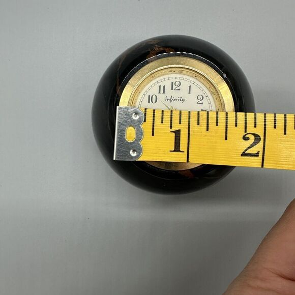 Marble Ball Desk Clock Infinity Japan Movt Paperweight Black/Brown - Picture 9 of 9
